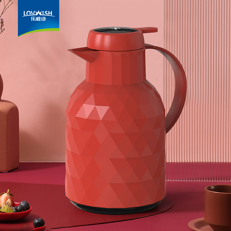 乐唯诗（NERVISHI）保温壶温显家用保温壶大容量玻璃智能温度显示开热水暖水瓶小暖壶 钻纹保温壶【温显款】中国红1L