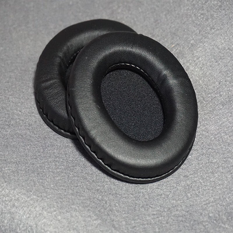 椭圆形 头戴式通用耳机套耳机diy维修配件海绵套网吧耳罩皮耳套 黑色