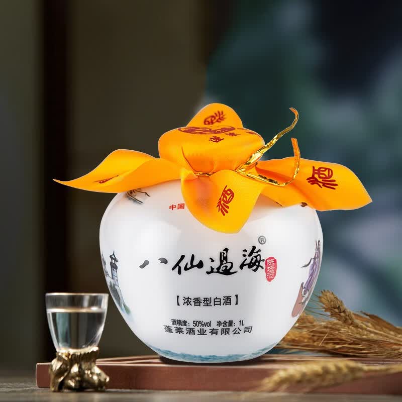 蓬莱阁纯粮酒山东蓬莱阁八仙过海50度1000ml礼盒装浓香型白酒送礼收藏