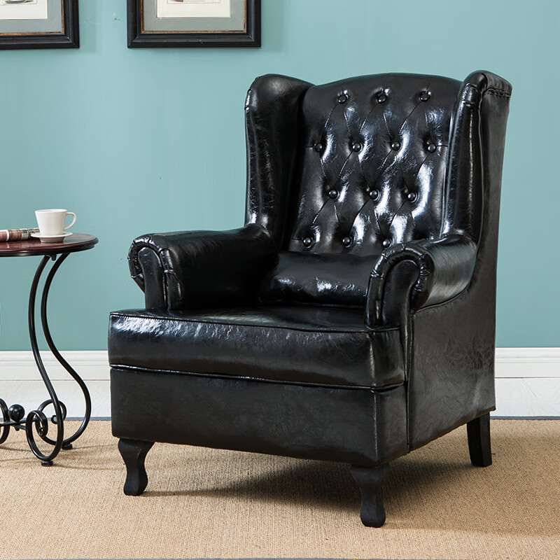 莎庭(sartill)老虎椅美式单人沙发美式油蜡皮老虎椅实木单人多人沙发