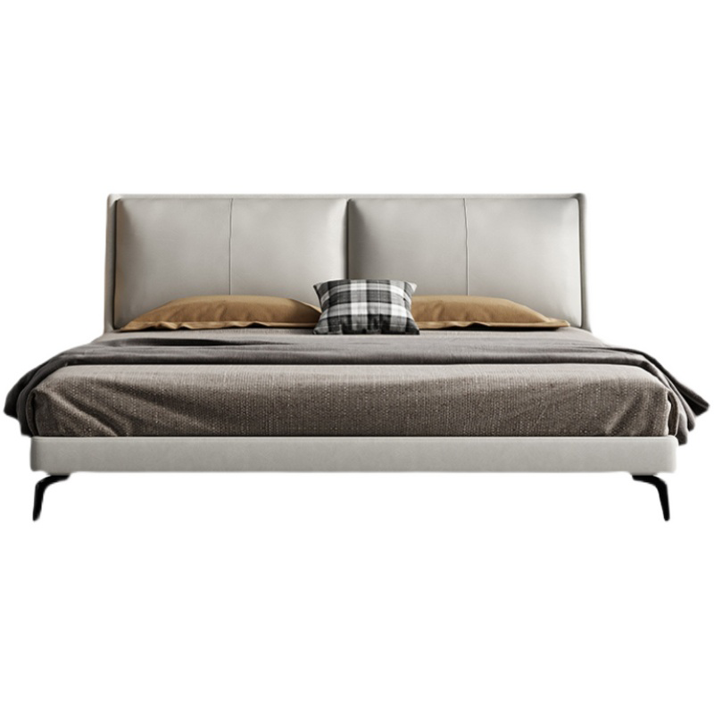 颐礼 真皮床极简主卧软包现代简约北欧婚床意式轻奢床双人床1.8m 真皮床【升级版】 1500mm*2000mm  框架结构