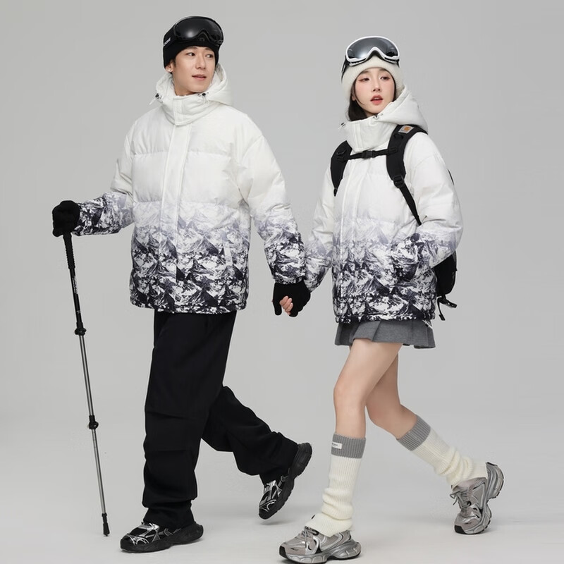 雪中飞新款情侣款时尚简约短款羽绒服保暖抗寒休闲舒适 白色|8162 2XL 185/100A
