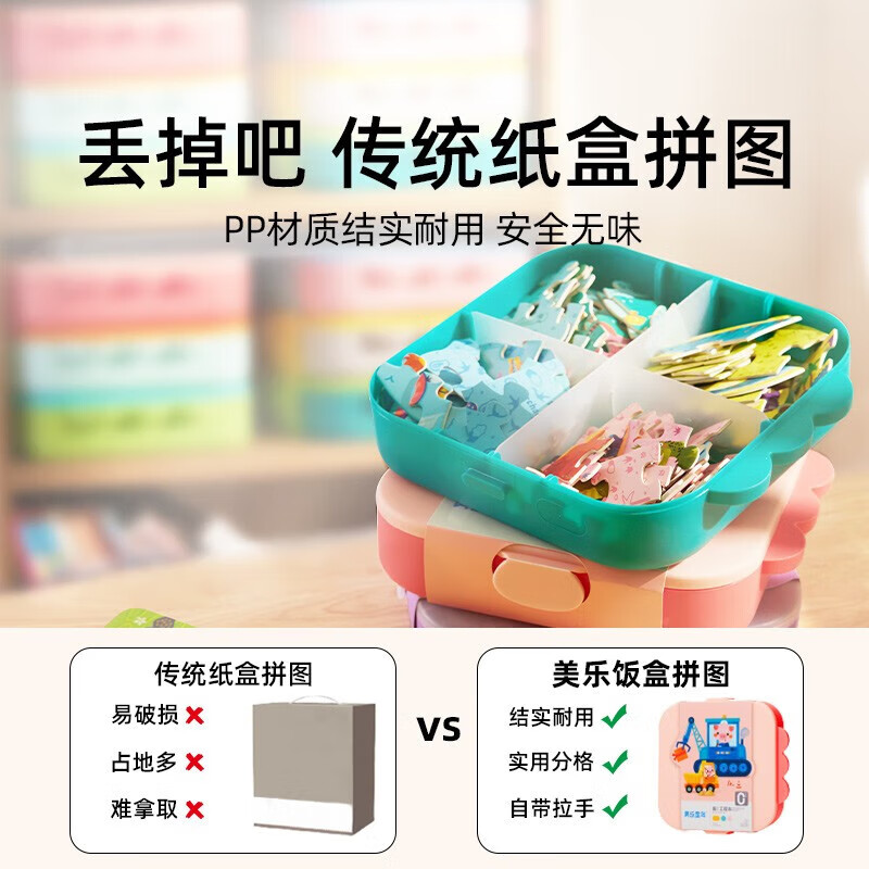 美乐童年儿童拼图3-6岁可收纳夜光进阶大块男孩女孩纸质拼图生日礼物 【3岁+】交通旅行(4副129片)