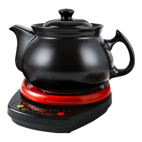 壺福(HF) 中藥鍋煎藥壺全自動(dòng)養生壺中藥壺藥壺熬藥鍋中藥煲熬藥電砂鍋煎藥陶瓷熬藥電子砂鍋煮藥壺熬藥罐 (多藥材量款) 8L 壺A+紅底座