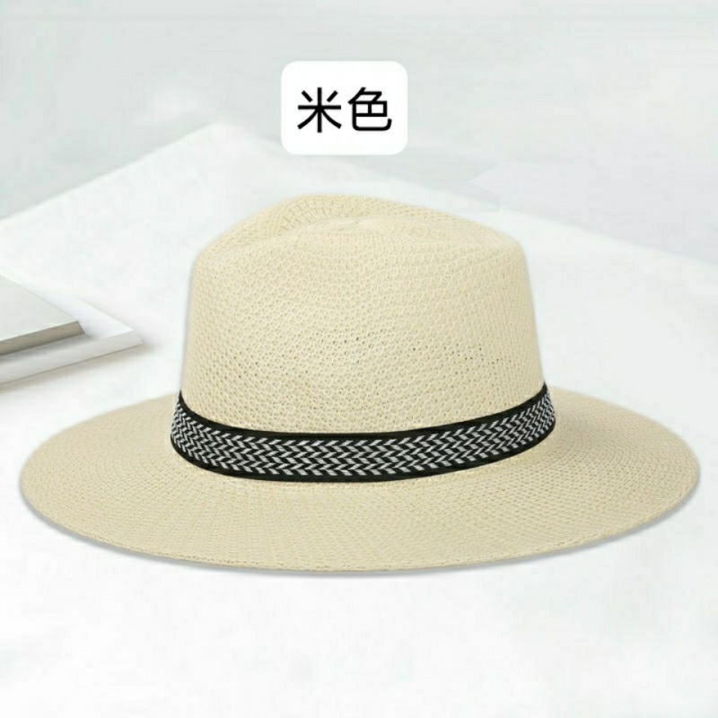 万宏达男式草帽凉帽帽子男士透气遮阳帽太阳帽草编凉帽中老年晒帽夏季 高品质草编卡其色 夏季时尚晒遮阳帽