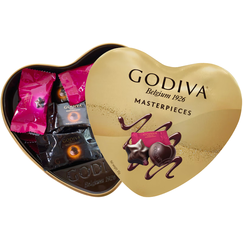 歌帝梵（Godiva）【巧传心意】经典大师夹心黑巧克力 12颗85g 心形礼盒 情人节礼物