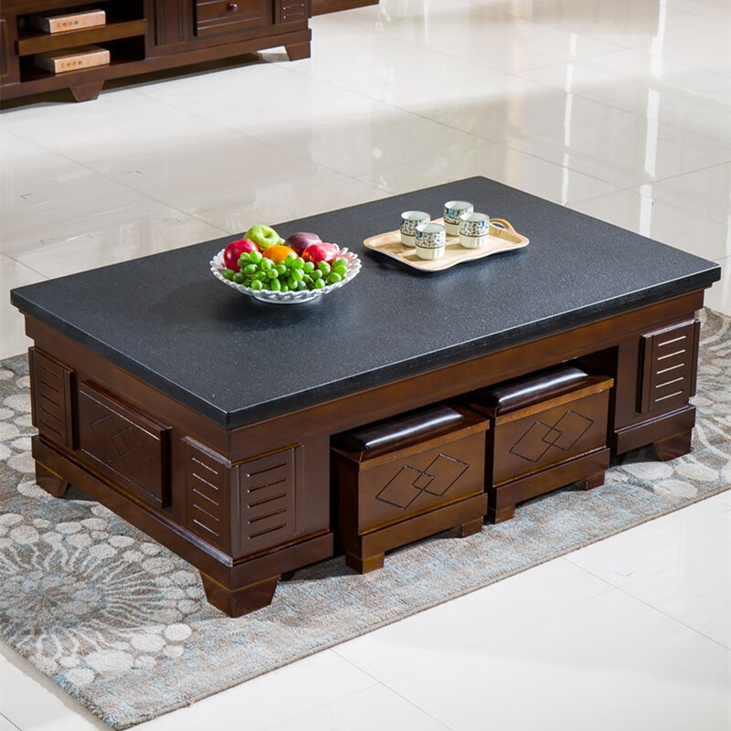 茶几客厅大理石 茶几大尺寸火烧石茶几电视柜组合简约现代茶几桌 1.