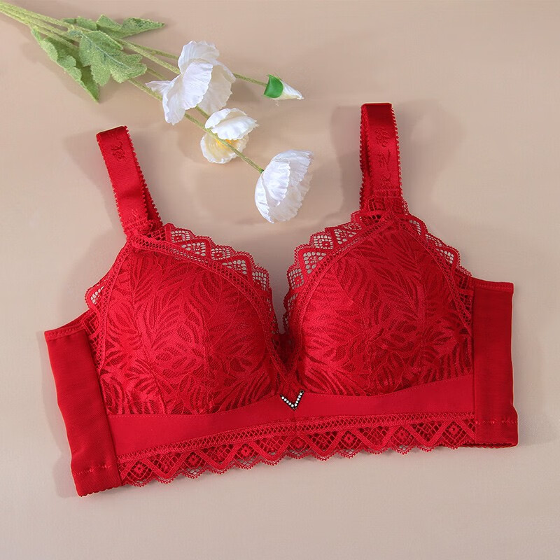 戴芝蒂调整型聚拢上托软钢圈收副乳防下垂文胸红色本命年结婚gb80908