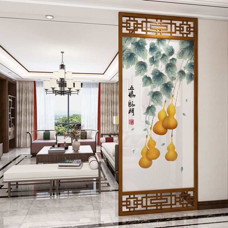 豪有范新中式实木屏风隔断客厅正对入户门遮挡风水玄关餐厅房间分隔墙