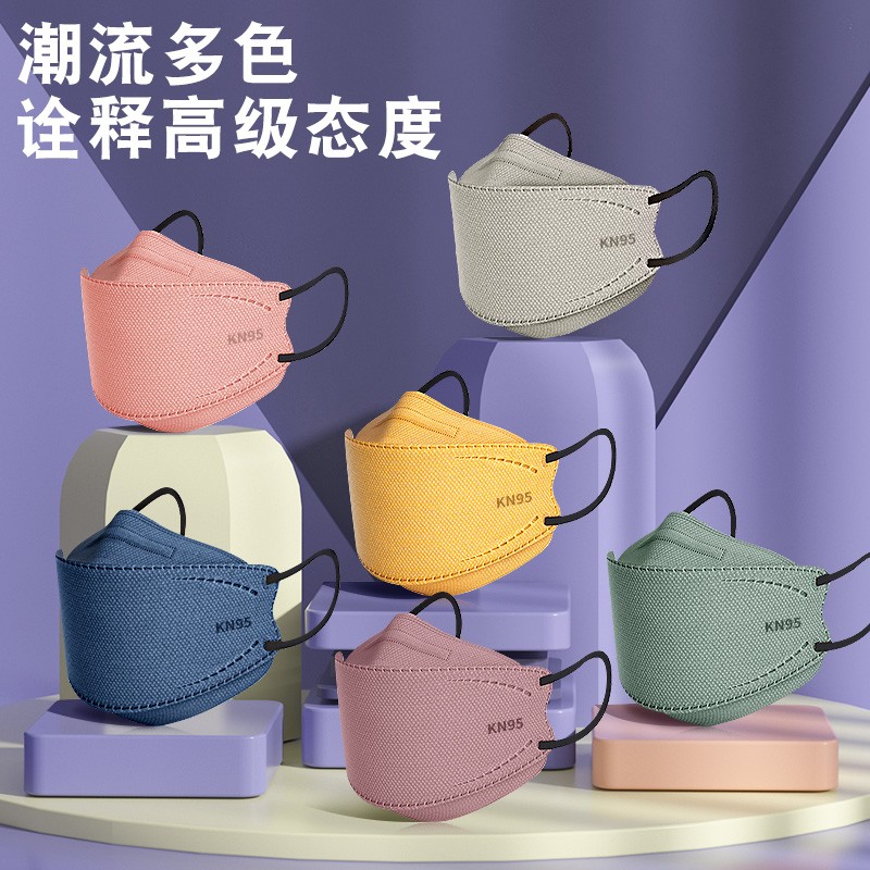 万宝绿kn95口罩3d立体2025新款时尚版高颜值莫兰迪色口耳罩女男潮款成人 KN95级【莫兰迪六色混搭】60枚独立包装