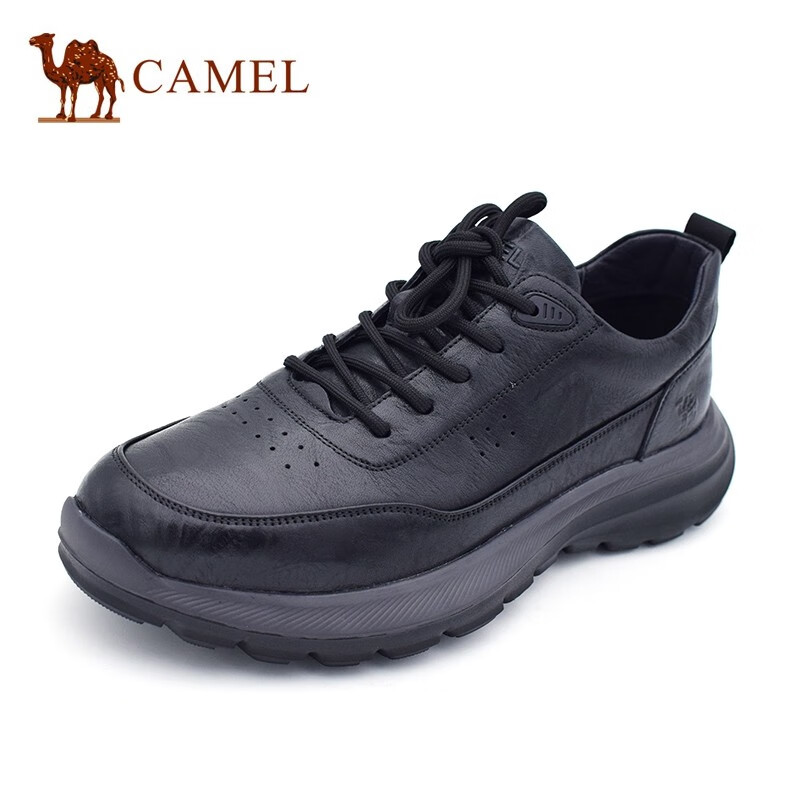 骆驼(camel)男鞋春秋款英伦时尚软面头层牛皮超轻厚底防滑系带休闲