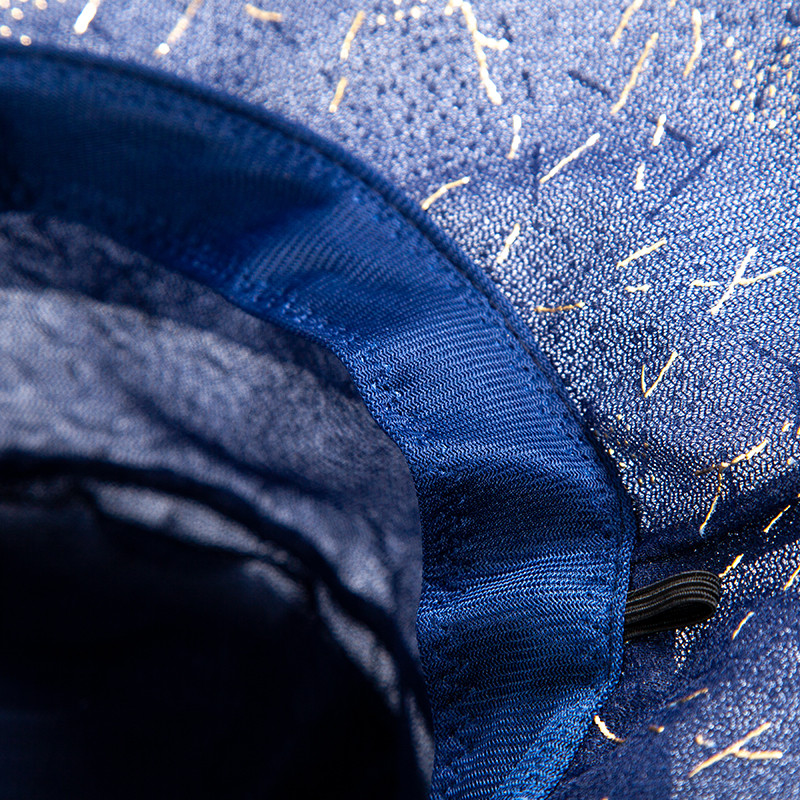 达芬奇密码 时尚欧根纱太阳帽女夏季遮脸防晒帽子适合圆脸薄遮阳帽 藏蓝 蝴蝶结 均码57cm