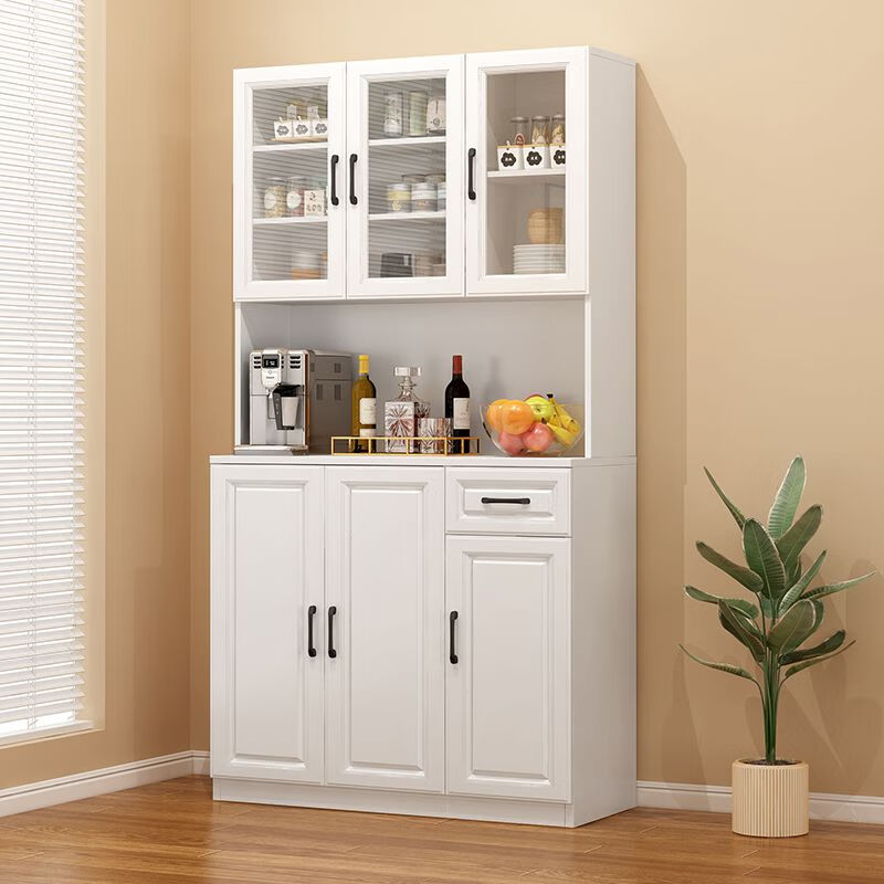 奢概念2025新款餐边柜一体靠墙高低柜子简易茶水柜客厅置物柜厨房储物柜 B款高级灰+暖白 现货即发 送货入户