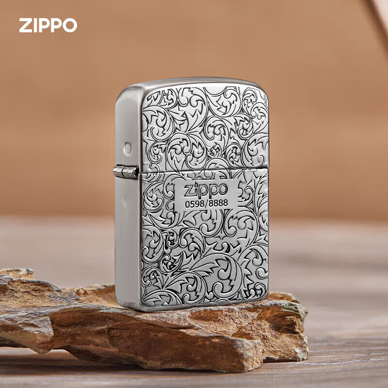 zippo之宝(zippo)打火机 1941复刻-底刻-古银唐草 防风打火机