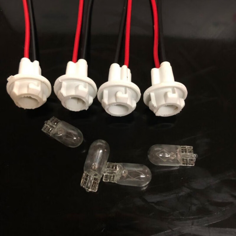 4個價 摩托車T10燈座帶燈泡12v霧燈轉向燈48v60v電動車小燈插泡 55V4個燈( 透明)+4個燈座
