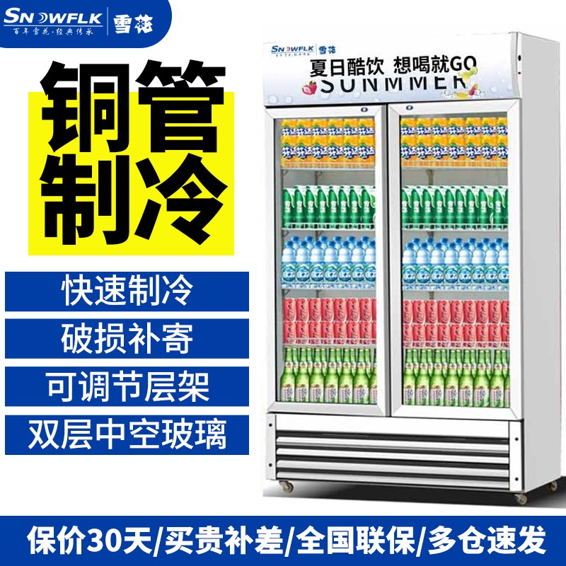 【现货速发】雪花（SNOWFLK）商用冰柜冰箱展示柜保鲜柜立式冷藏柜商用冷藏展示柜饮料柜冷柜 双门 1.2米拉门升级铜管（经济跑量）