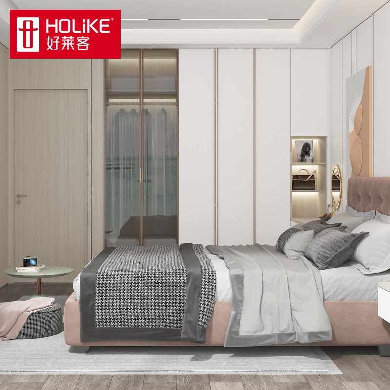 好莱客定制衣柜 现代简约大衣柜衣橱玻璃掩门全屋家具定做 都市新语