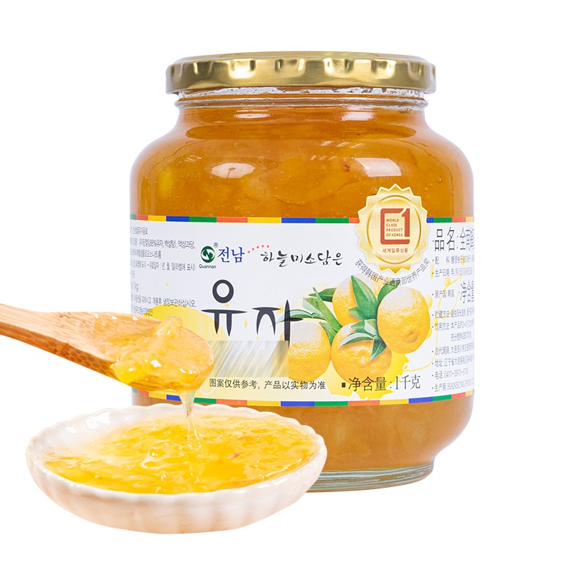韩国进口 全南 蜂蜜柚子茶饮品 原装进口蜂蜜水果茶早餐果酱维c冲泡饮品 1000g