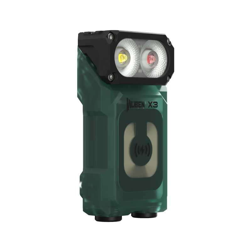 务本务本X3无线充电红白光手电筒迷你多功能强光户外便携磁吸新拐角灯 高配（仓充）绿色