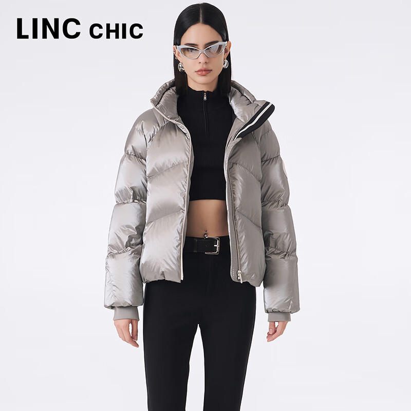 金羽杰明星同款冬季新款泡芙羽绒服女装短款轻暖大红色面包服Y23601238 耐久银灰 XS 适合120斤以下