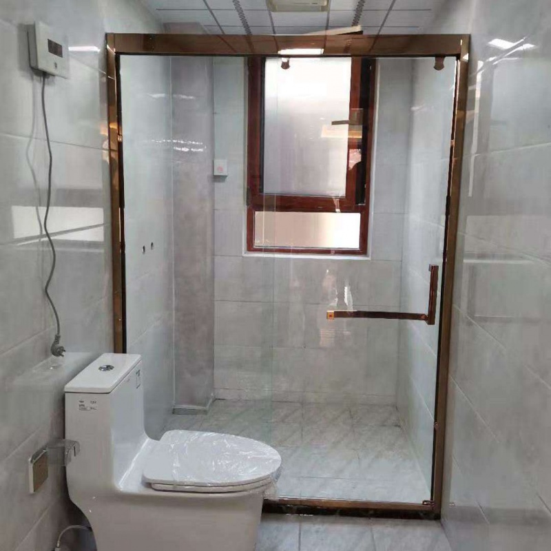 【一体式淋浴房】简易浴室淋浴房一字型钢化玻璃门定制卫生间移门整体