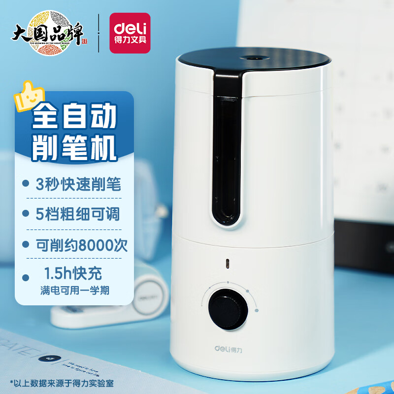 得力全自动电动转笔刀削笔器卷笔刀 可削直径8mm三角笔杆六角彩铅铅笔 开学礼物  白色VA8怎么看?
