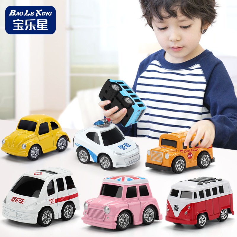 宝乐星合金车模汽车模型回力车儿童玩具车套装公交车警车救护车宝宝