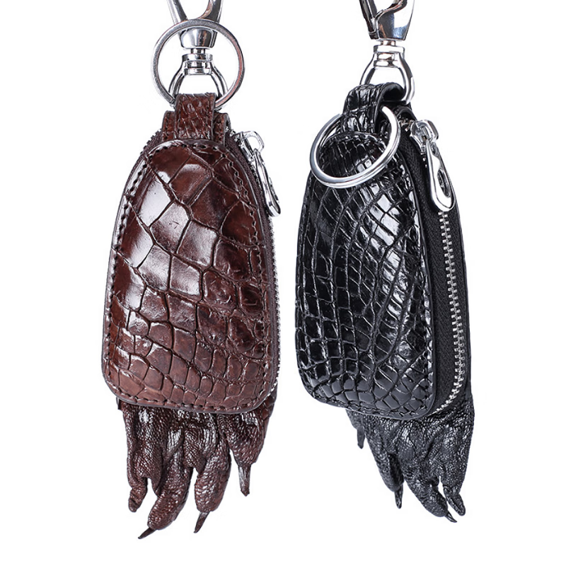 法士隆 鳄鱼皮钥匙包鳄鱼爪钥匙扣男士皮质商务车汽车锁钥匙包 黑色