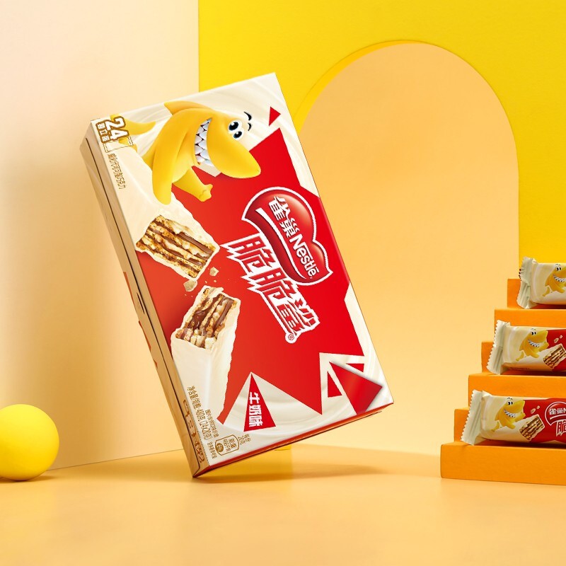 雀巢(nestle)脆脆鲨威化饼干巧克力花生牛奶味休闲零食品节日礼盒零食