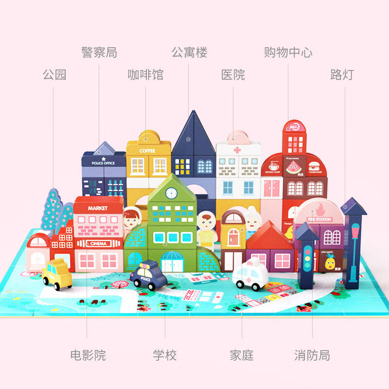 儿童积木木头拼装宝宝玩具1力2岁3大颗粒6男孩女孩动脑早教 新款-网店