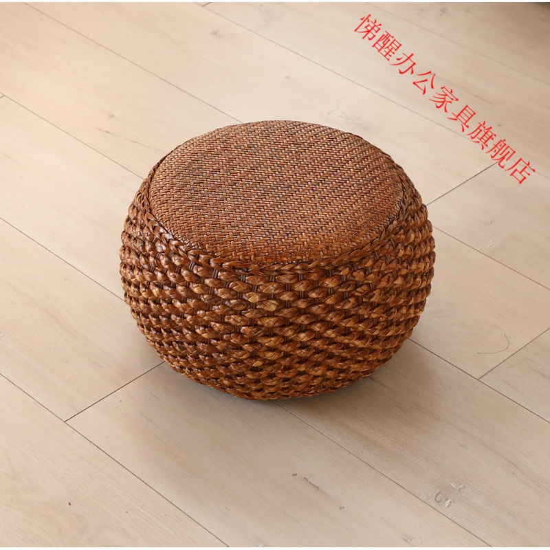 藤编圆凳实木板凳家用坐墩换鞋小凳子创意鼓凳客厅茶几凳矮凳简约