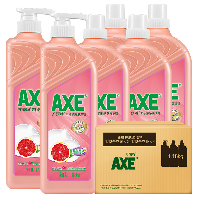 斧头牌（AXE）西柚护肤洗洁精1.18kg 超值6瓶装 除腥辟味 维E呵护不伤手