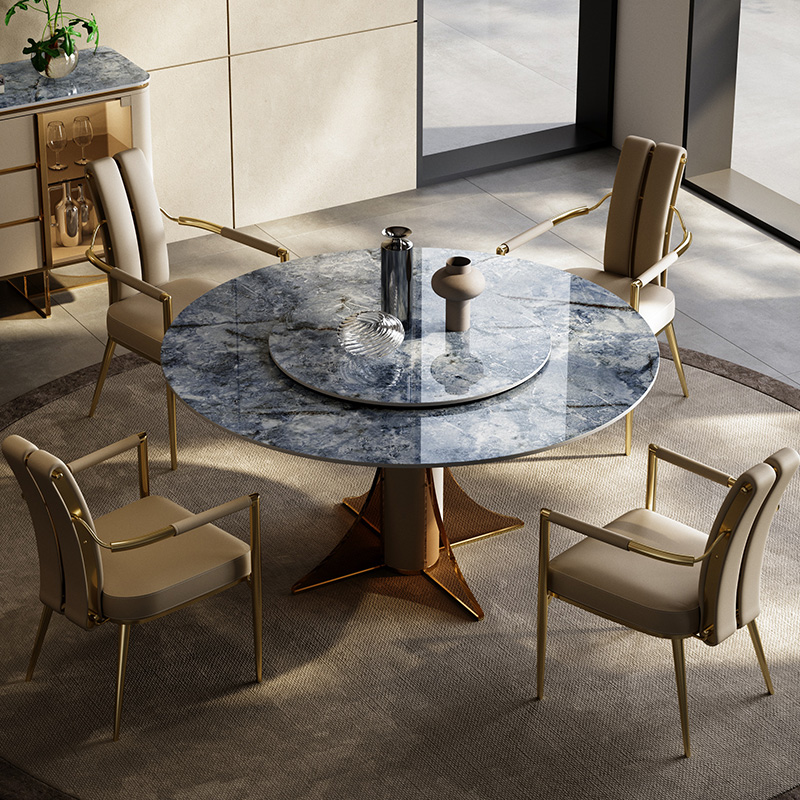 怡倩(yiqqian)轻奢岩板餐桌现代设计师感圆餐桌简约家用意式极简餐桌