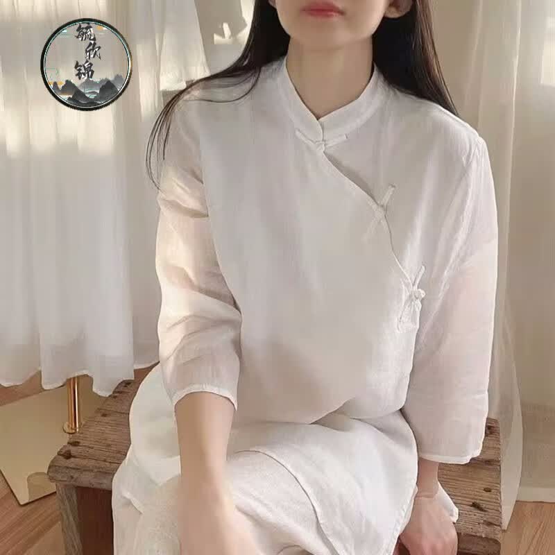 毓欣锦中国风棉麻改良唐装民国复古可上班穿成人汉服禅衣茶艺服上衣女 白色（官方） XL115125斤（官方）高性价比高么？