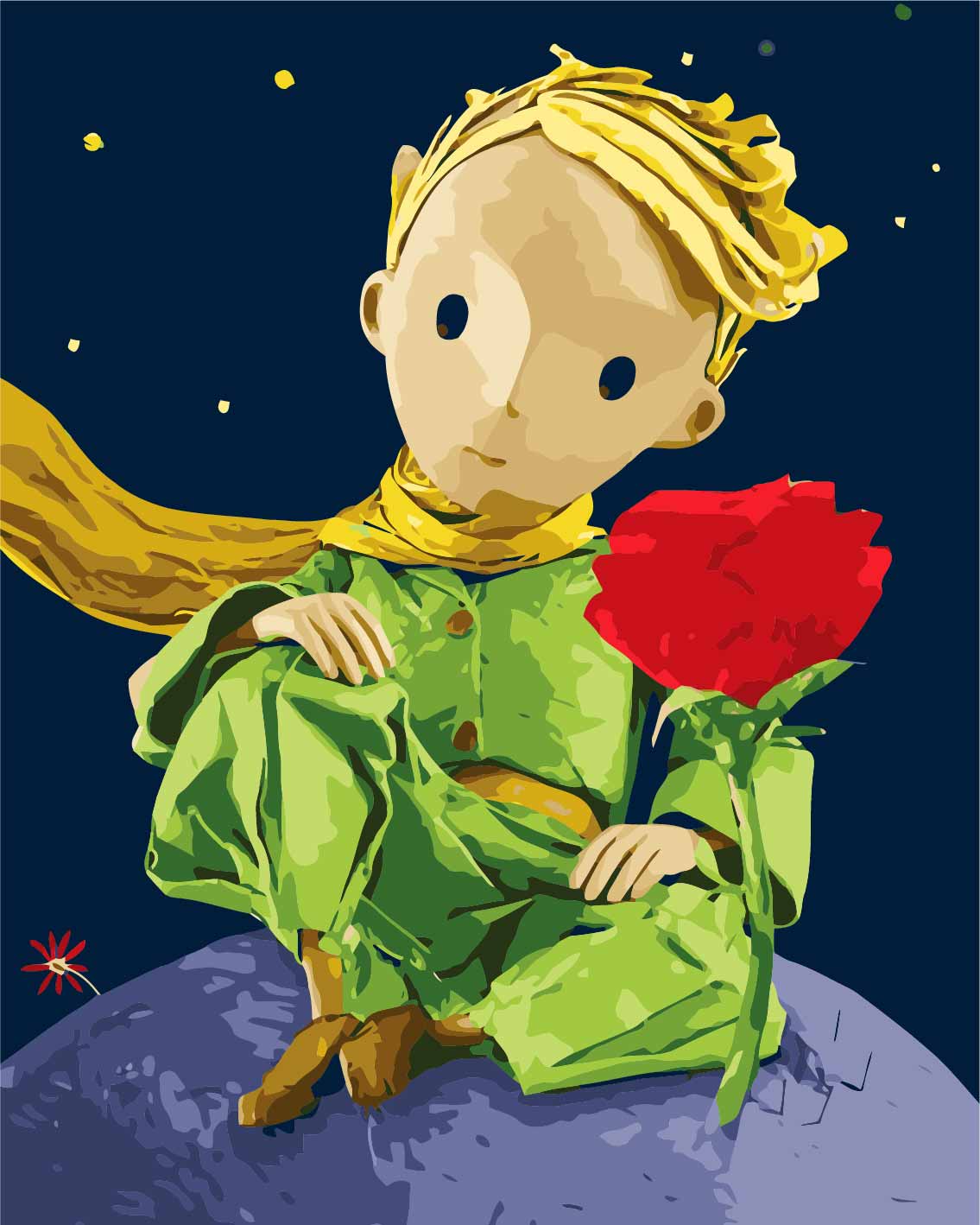 琴棋书画(qinqishuhua) 数字油画diy油彩画玫瑰王子儿童填色小尺寸