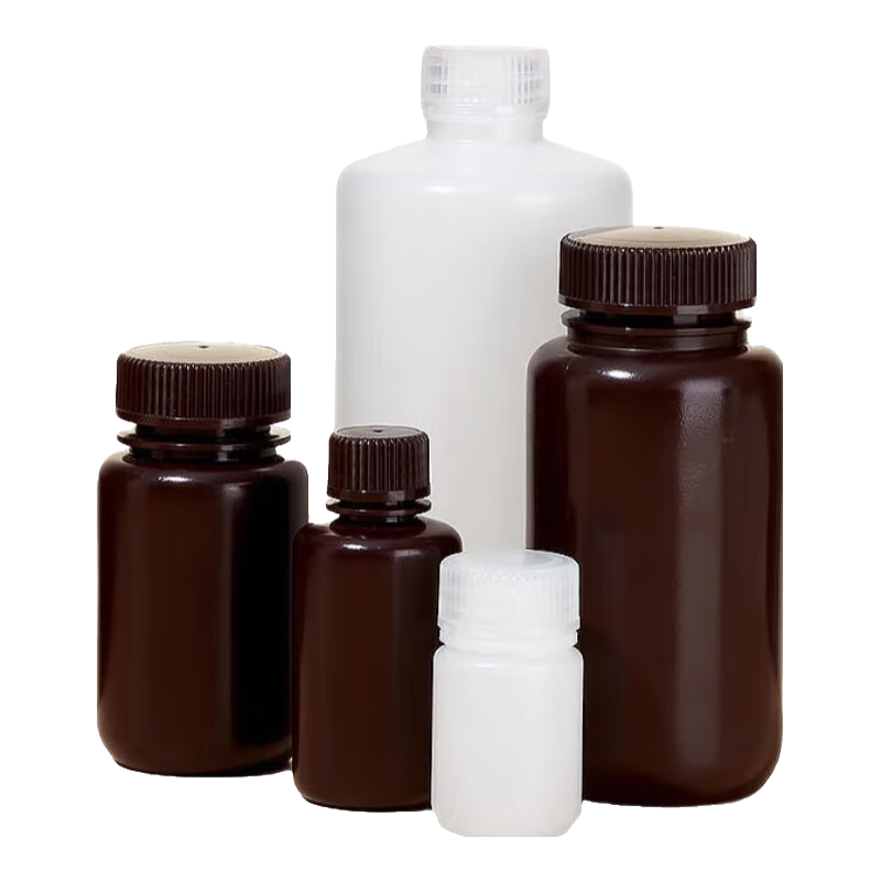 比克曼生物 HDPE塑料試劑瓶樣品瓶采樣瓶棕色廣口加厚密封瓶帶內(nèi)蓋 【1000ml】白色大口 8個