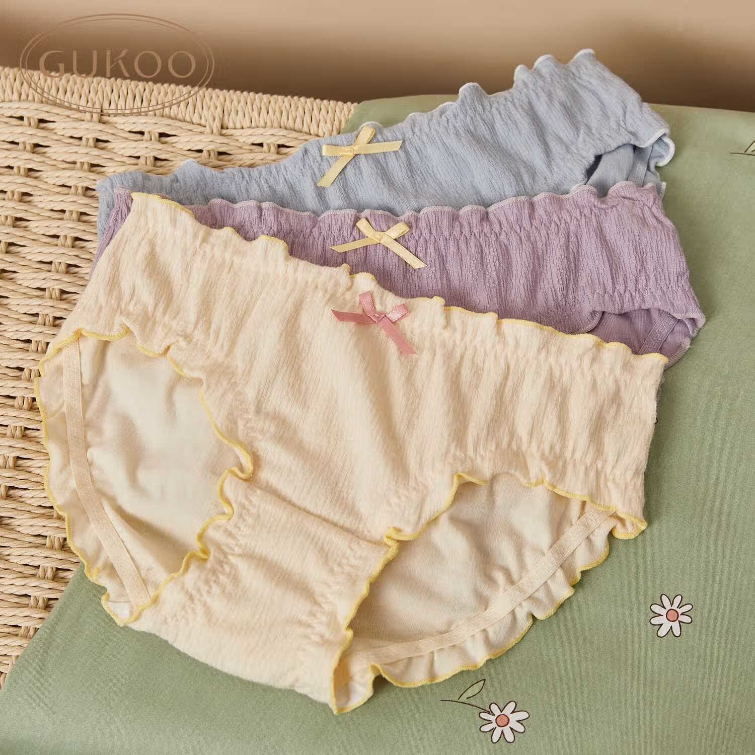 Gukoo/果壳可爱内裤女士内裤女夏季女全棉裆内裤少女内裤纯棉裆 纯色组合1（裆底升级抗菌） L