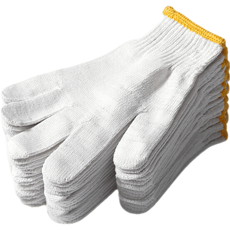 手套劳保耐磨工作棉线加厚纱手套线手套尼龙工作白棉纱劳保手套 白色
