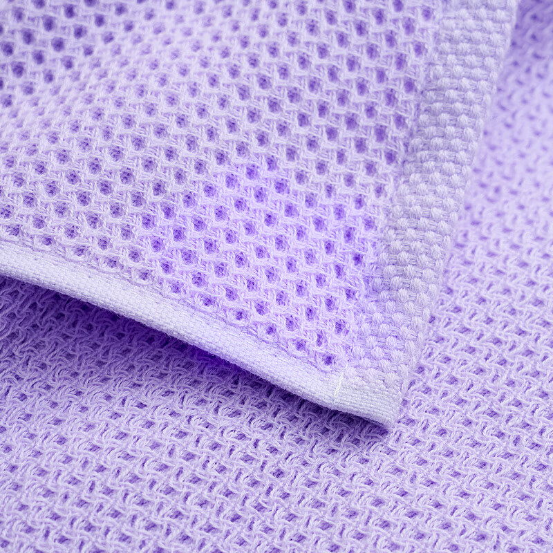 富安娜清韵系列素色纯棉蜂窝面巾两件套\紫+黄30*60cm