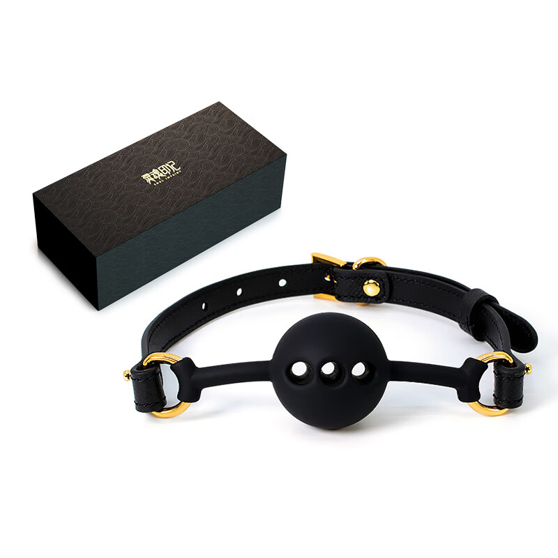 sm情趣三孔口球捆绑口塞调情用具调教强制开口玩具 真皮硅胶三孔口球