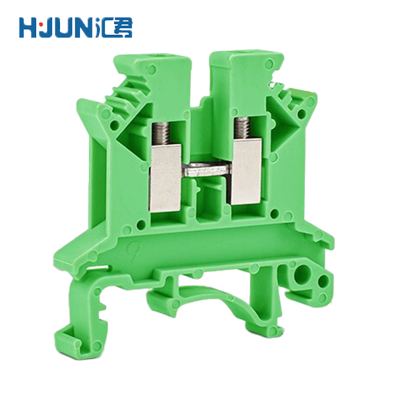 5b接线端子尼龙阻燃铜件导轨式电压端子排 绿色1片装