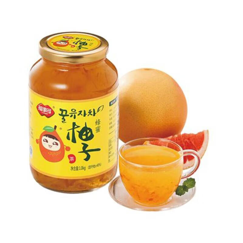 福事多 蜂蜜柚子茶1kg大瓶装 韩国风味冲饮果汁维c茶饮品搭配早餐送礼礼品