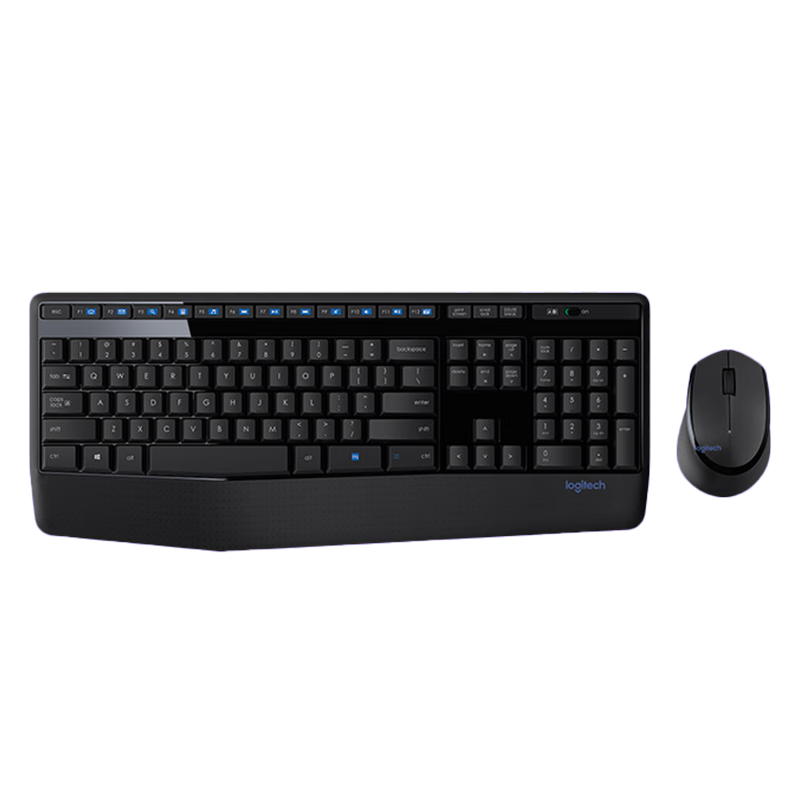 罗技（Logitech） MK346P（MK345同款）无线办公键鼠套装 键盘鼠标套装 全尺寸带手托 MK346P黑色 134元