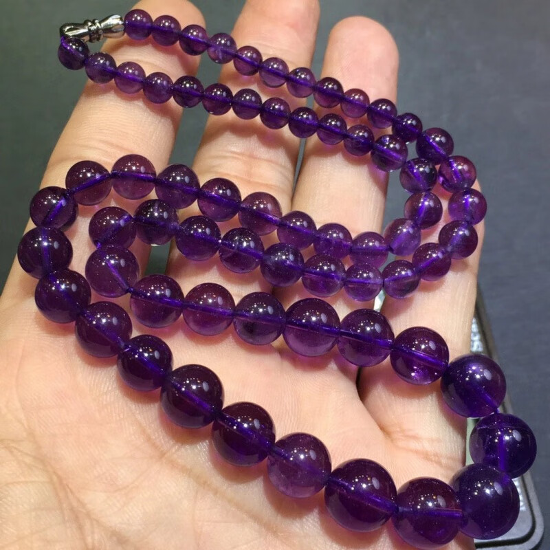 冰珂晶石天然乌拉圭紫水晶塔链晶体通透紫气东来紫晶项链 深紫 5-11