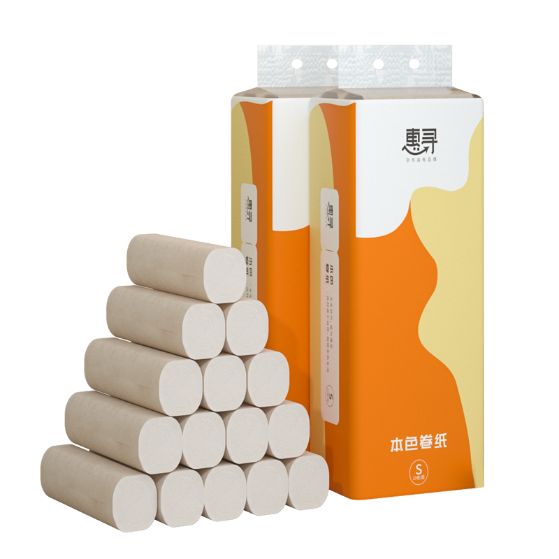 惠寻 无芯卷纸4层10卷 竹浆本色纸巾厕纸卫生纸手纸