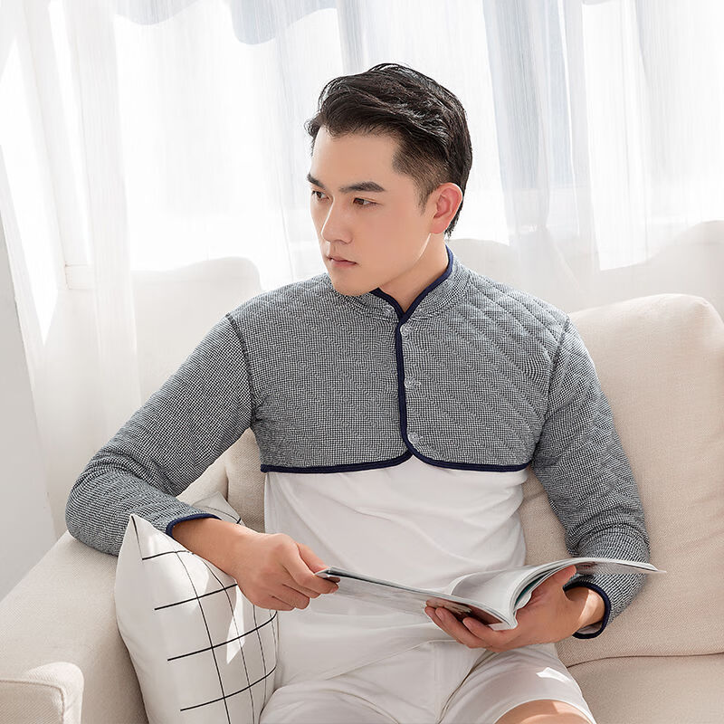 男士护肩膀坎肩睡觉加厚保暖舒适防寒中老年纯棉护肩颈椎衣服护肩膀