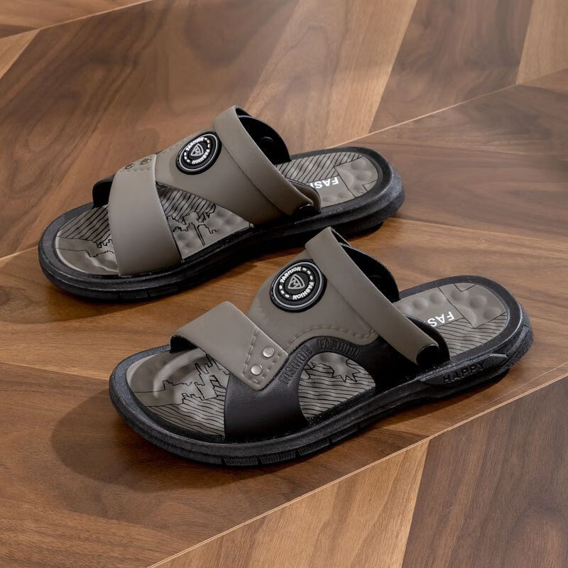 鞋防滑沙滩鞋新款潮男两用时尚防水拖鞋舒适 浅灰色 40码(内长25cm)