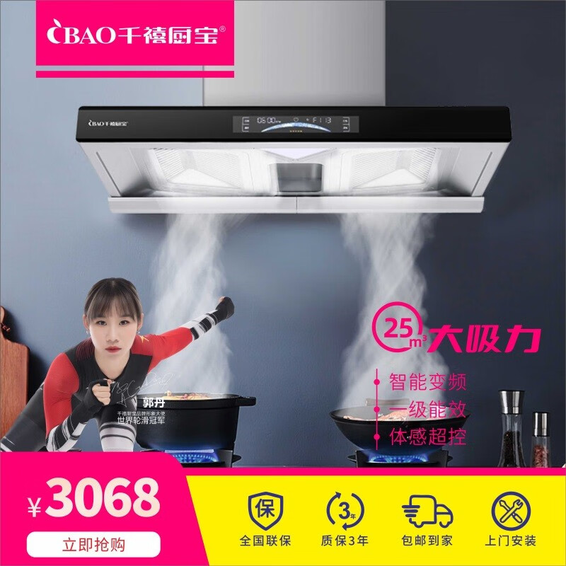 千禧厨宝25立方 欧式智能变频油烟机c210