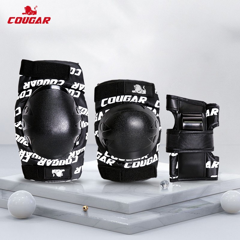 美洲狮（COUGAR）旱冰轮滑鞋护具 成人溜冰鞋护手护腕护膝肘 L码