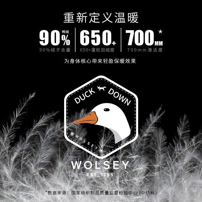 WOLSEY长款PolarX鸭绒服女户外拒水防风寒保暖连帽面包服加厚外套 亮白色 L 170